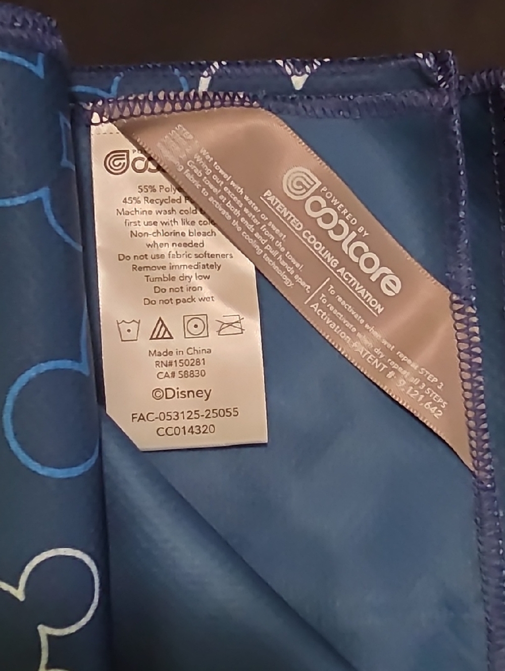 Disney Blue Cooling Active Wrap with Light Blue Mickey Outline
